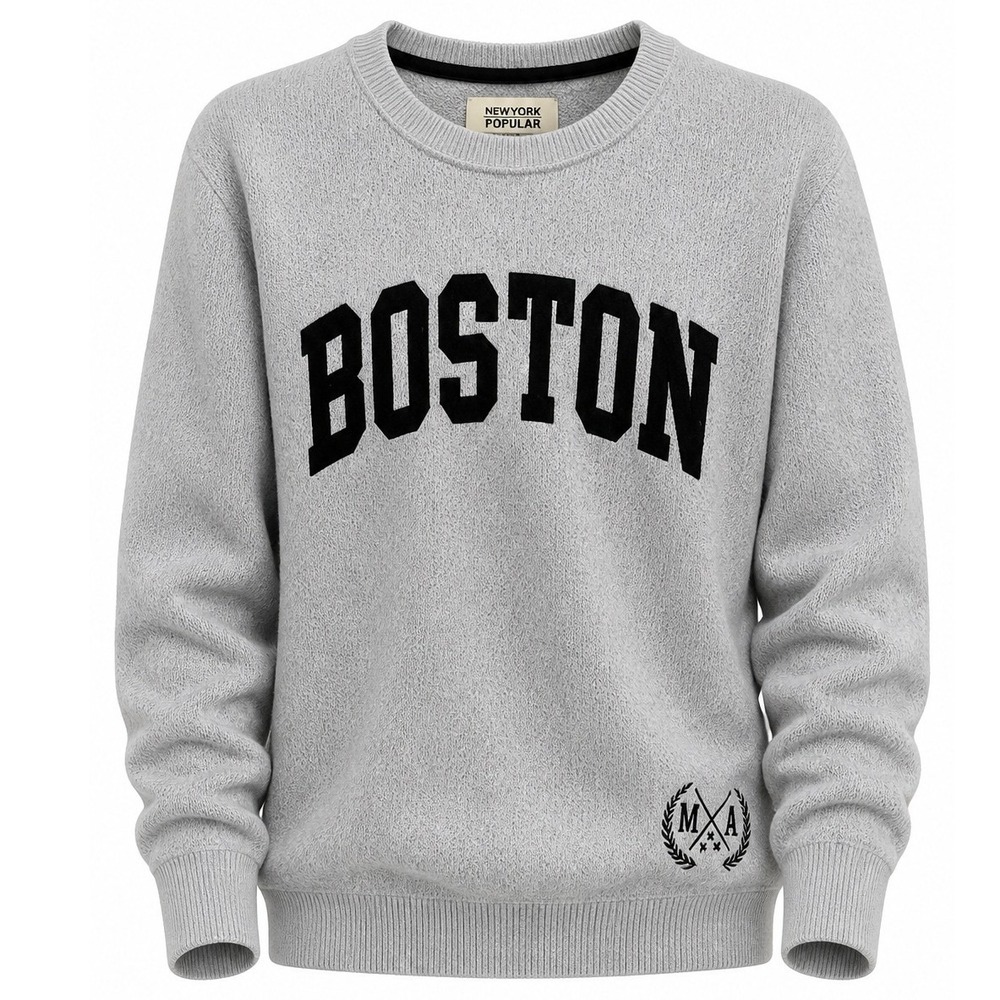 New York Popular Mens Unisex Boston Sweater Small Emroidered Sporty Casual